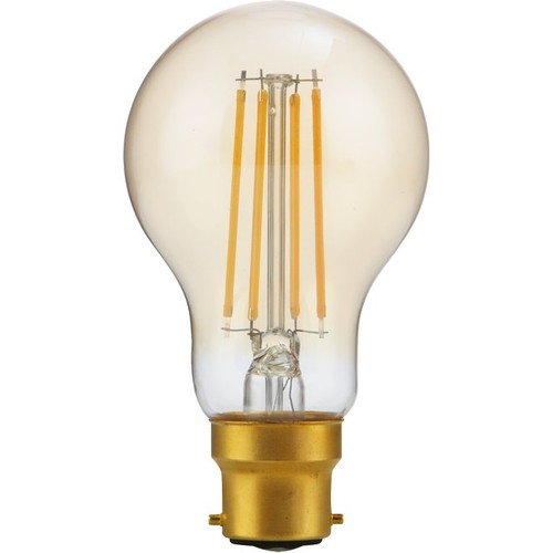 BA22d 4,7W dæmpbar LED pære - A60, filament, 2200K, guld glas, 470lm