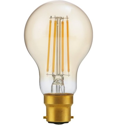 BA22d 4,7W dæmpbar LED pære - A60, filament, 2200K, guld glas, 470lm