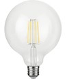 E27 4,7W dæmpbar LED filament pære - G125, 470lm, 2500K, klart glas