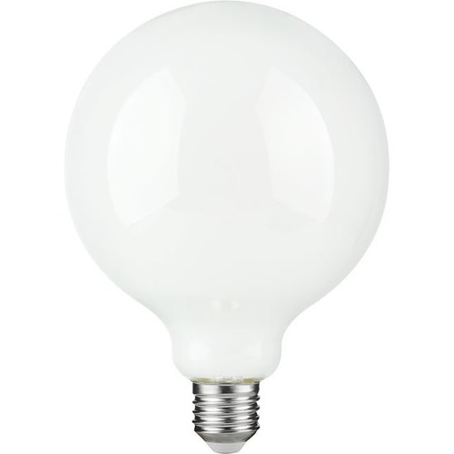 E27 4,7W dæmpbar LED globepære - G125, opal glas, 2500K, filament