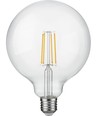 E27 7W dæmpbar LED filament pære - G125, 806lm, 2500K, klart glas