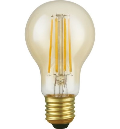 E27 4,7W dæmpbar LED pære - Filament, A60, 470lm, 2200K, guld glas