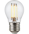 E27 4,7W dæmpbar LED kronepære - G45, filament, klart glas, 2700K