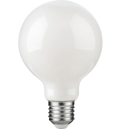 E27 4,7W dæmpbar LED globe pære - G80, opal glas, 2500K, filament