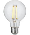 E27 4,7W dæmpbar LED globepære - G80, filament, 2500K, 470lm, klar glas
