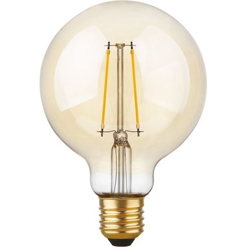 E27 2,9W dæmpbar LED globe pære - G95, filament, 2200K, guld glas