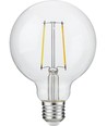 E27 2,5W dæmpbar LED globe pære - G95, filament, 250lm, 2500K, klart glas