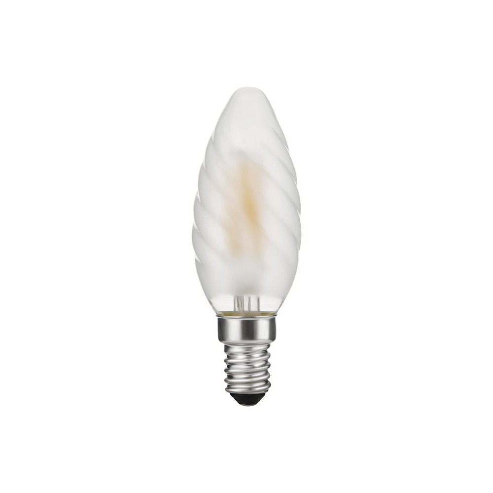 E14 4W dæmpbar LED kertepære – Twisted, 320lm, 2500K, mat glas, snoet filament – Dæmpbar : Dæmpbar, Kulør : Ekstra varm