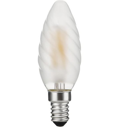 E14 4W dæmpbar LED kertepære - Twisted, 320lm, 2500K, mat glas, snoet filament