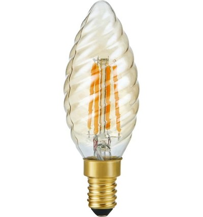 E14 4W dæmpbar LED snoet kertepære - C35, 2200K, gyldent glas, 250lm