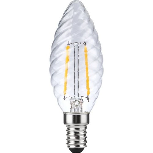 E14 2W dæmpbar LED kronepære - Twisted Candle, 2500K, klar, filament