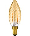 E14 2W dæmpbar LED kronepære - Twisted Candle, 2000K, Gold, filament