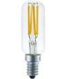 E12 3W dæmpbar LED rørpære, 120V - 9,5cm, filament, klar glas, 2700K
