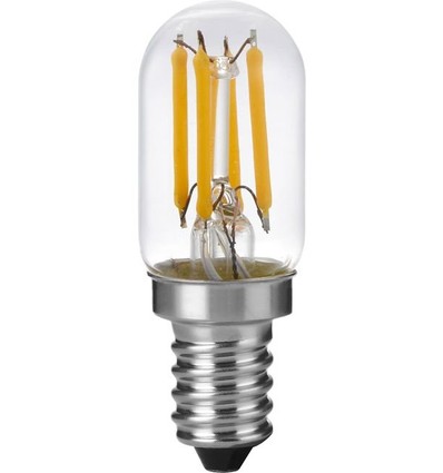 E12 2,5W dæmpbar LED pære - 6cm, filament, klar glas, 2500K