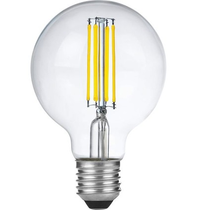E27 6W dæmpbar LED filament pære - G80, 550lm, 2500K, klart glas