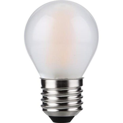E27 4W dæmpbar LED kronepære - G45, filament, mat glas, 2500K