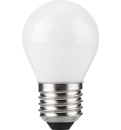 E27 4W dæmpbar LED kronepære - G45, filament, opal glas, 2500K