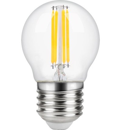 E27 4W dæmpbar LED kronepære - G45, filament, 2200K, klart glas