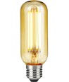 E27 6,5W dæmpbar LED rørpære - 13cm, filament, 2200K, gyldent glas