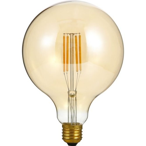 E27 7W dæmpbar LED globepære - G125, filament, 2200K, gyldent glas, 570lm