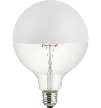 E27 6,5W dæmpbar LED globepære - G125, topforsølvet, filament, 2500K