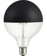E27 6,5W dæmpbar LED kronepære - G125, topforspejlet sort, filament, 2500K, 470lm