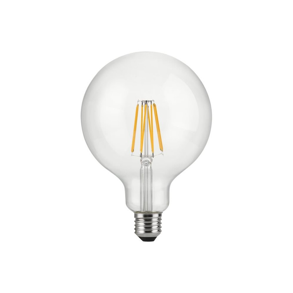 E27 12W dæmpbar LED globepære – G125, filament, 1250lm, 2500K, klart glas – Dæmpbar : Dæmpbar, Kulør : Ekstra varm