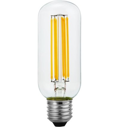 E27 6,5W dæmpbar LED filament rørpære - 13cm, 2500K, klart glas, 600lm