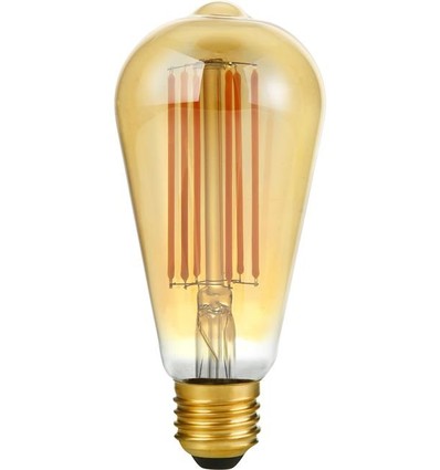 E27 6,5W dæmpbar LED filamentpære - ST64 Rustika, 2200K, guld glas, 550lm