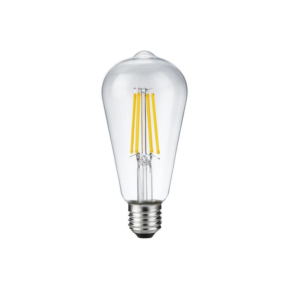 E27 8W dæmpbar LED Rustika pære – ST64, filament, 2500K, klart glas, 650lm – Dæmpbar : Dæmpbar, Kulør : Ekstra varm
