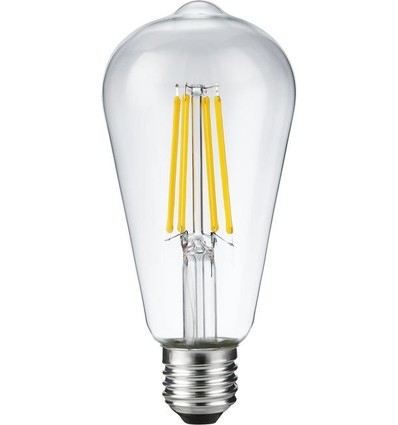 E27 8W dæmpbar LED Rustika pære - ST64, filament, 2500K, klart glas, 650lm