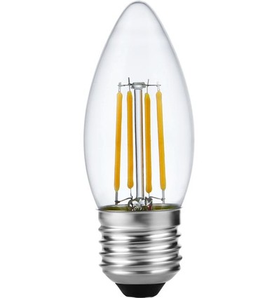 E27 4W dæmpbar LED kertepære - C35, filament, 2500K, klart glas