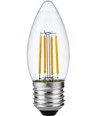E27 4W dæmpbar LED kertepære - C35, filament, 2500K, klart glas