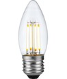 E27 4W dæmpbar LED kertepære - C35, filament, 2500K, klart glas
