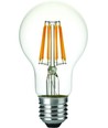 E27 6,5W dæmpbar LED pære - Filament, A60, 630lm, 2500K, klart glas