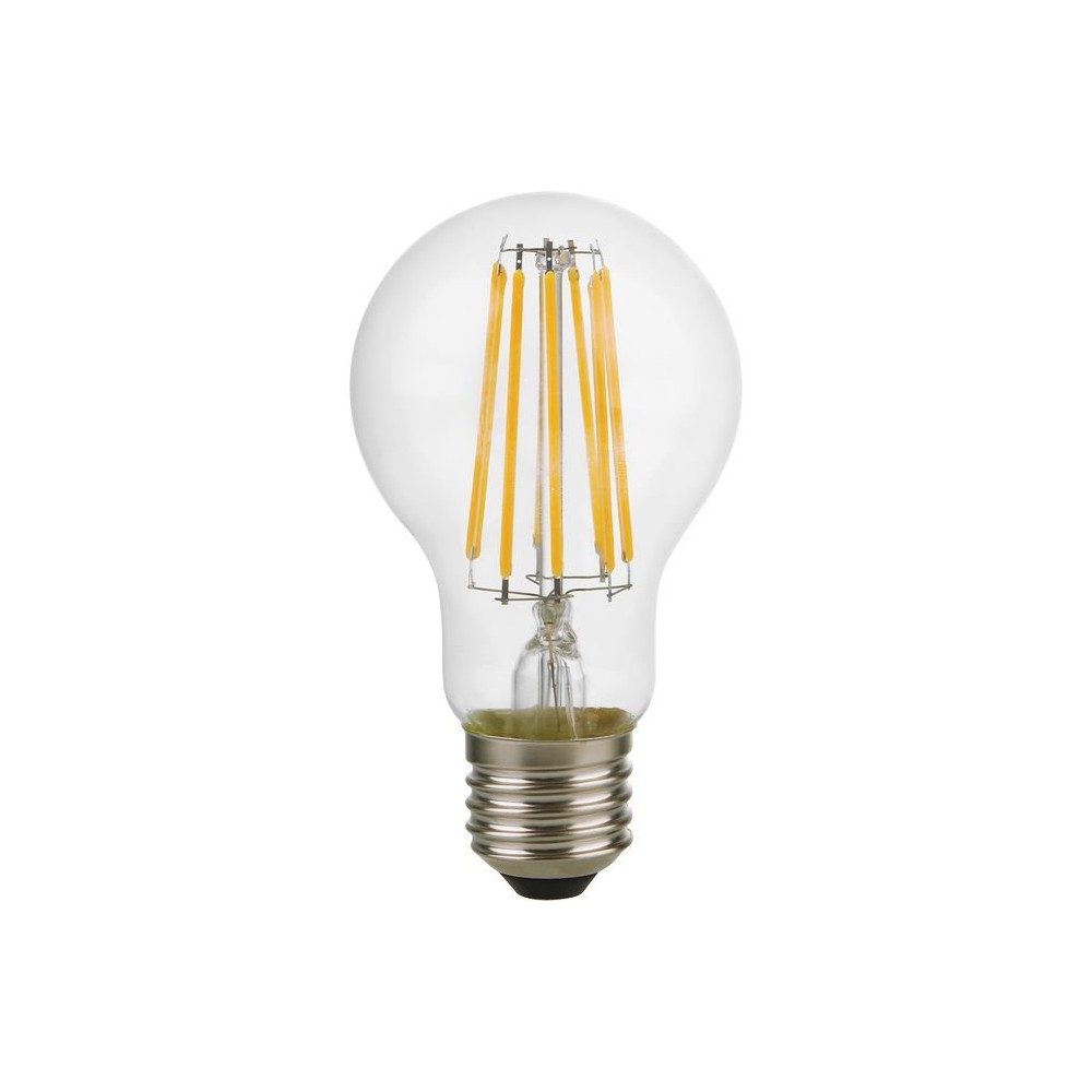 E27 8W dæmpbar LED pære – A60, filament, 806lm, klart glas, 2500K – Dæmpbar : Dæmpbar, Kulør : Ekstra varm