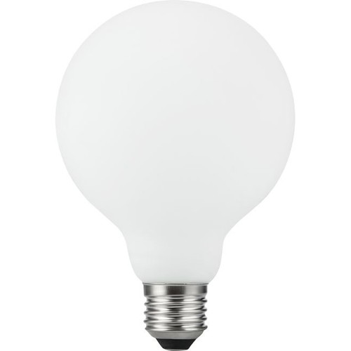 E27 5,5W dæmpbar LED pære - G95, filament, mat hvid, 550lm, 2500K