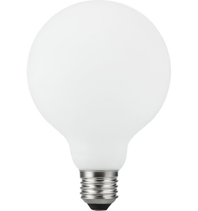 E27 5,5W dæmpbar LED pære - G95, filament, mat hvid, 550lm, 2500K