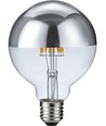 E27 6,5W dæmpbar LED kronepære - G95, topforsølvet, filament, 2500K, sølv top, 470lm