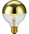 E27 6,5W dæmpbar LED kronepære - G95, topforspejlet guld, filament, 2500K, 470lm
