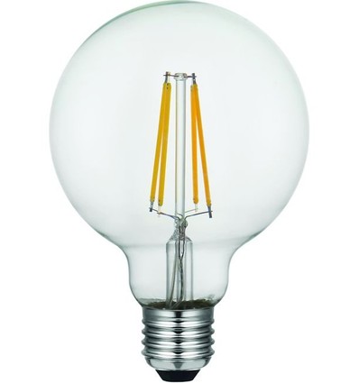 E27 8W dæmpbar LED globepære - G95, filament, 2500K, klart glas, 740lm