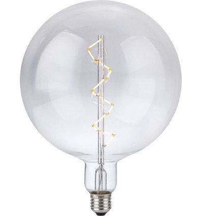 E27 6W XXL Globe LED pære - G200, spiral filament, 580lm, dæmpbar, klar glas