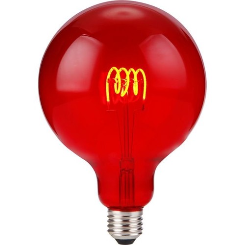 E27 4W dæmpbar LED filament pære - G125, Flex Globe, Rød, 60lm