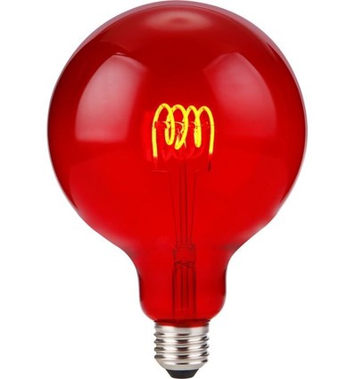 E27 4W dæmpbar LED filament pære - G125, Flex Globe, Rød, 60lm