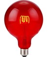 E27 4W dæmpbar LED filament pære - G125, Flex Globe, Rød, 60lm