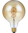 E27 5W dæmpbar LED filamentpære - G125, Double Helix, 300lm, 2000K, guld glas