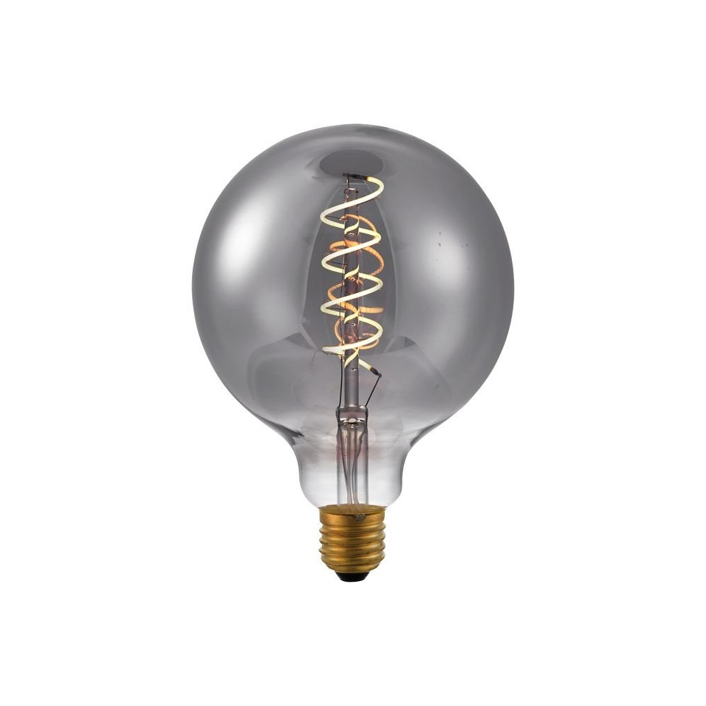 E27 4,5W dæmpbar LED pære – G125, Filament Flex, Smoke, 2200K, 150lm – Dæmpbar : Dæmpbar, Kulør : Ekstra varm