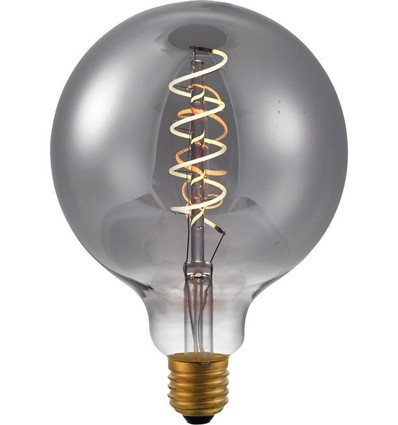 E27 4,5W dæmpbar LED pære - G125, Filament Flex, Smoke, 2200K, 150lm