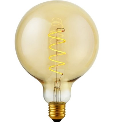 E27 4W dæmpbar LED filament pære - G125, Flex Globe, 200lm, 2000K, guld glas