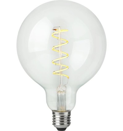 E27 4W dæmpbar LED filament pære - G125, Flex Globe, 2200K, 250lm, klart glas